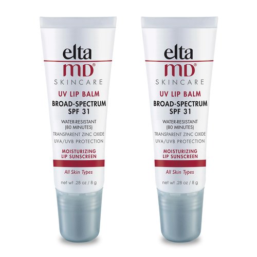 EltaMD UV Lip Balm SPF Sunscreen, Sunscreen Lip Balm with SPF 30+, Protects Dry Cracked Lips, Transparent Zinc Oxide, 0.28 Tube (Pack of 2)