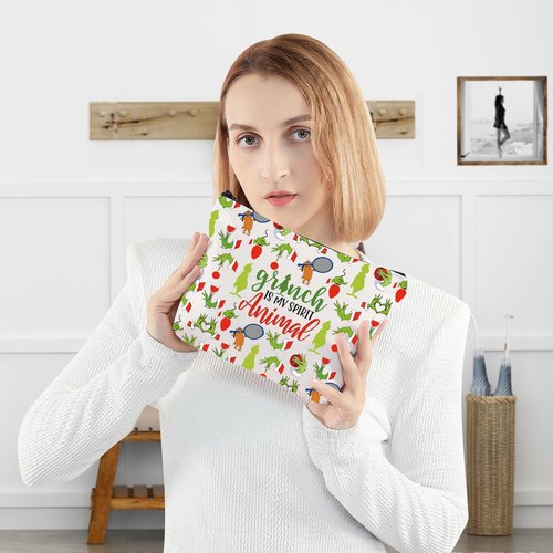 WZMPA Green Monster Cosmetic Makeup Bag Doctor Cat Fans Gifts Monster Is My Spirit Animal Zipper Pouch Bag For Monster Fans (Grin Spirit 2-Full)