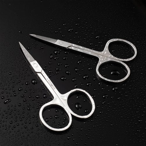 BEZOX Premium Nail Scissors 2PCS, Professional Curved and Stright Manicure Scissors - Multi-purpose Stainless Steel Beauty Grooming Scissor for Nail, Facial Hair, Eyebrow, Eyelash, Dry Skin