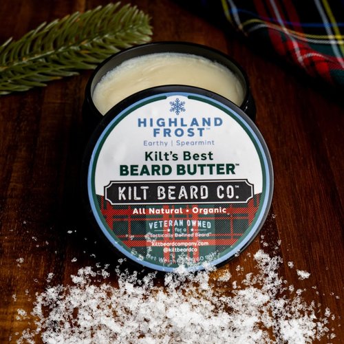 Kilt Beard Co. Highlands Frost Beard Butter for Men- Best beard Moisturizer & Conditioner- All-Natural Shea & Mango Butter- Softens & Hydrates Dry, Coarse Beards- Earthy, Spearmint, & Cypress Scent.