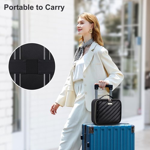 yehapp Travel Makeup Bag with Led Mirror, Portable Makeup Train Case Led Makeup Bag with Mirror Makeup Organizer Bag Travel Organizer Bag Makeup Case Ideal Gifts for Women