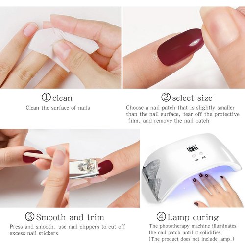 JMEOWIO Gel Nail Stickers White Flower Light Green Semi Cured Gel Nail Strips Wraps UV/LED Nails Art Design Decoration Accessories