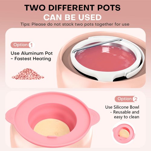 Waxing Kit for Women with 14oz 5 Bags Hard Wax Beans, Digital Display Blush