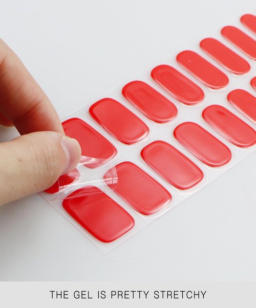 JMEOWIO Gel Nail Stickers Red Semi Cured Gel Nail Strips Wraps UV/LED Nails Art Design Decoration Accessories
