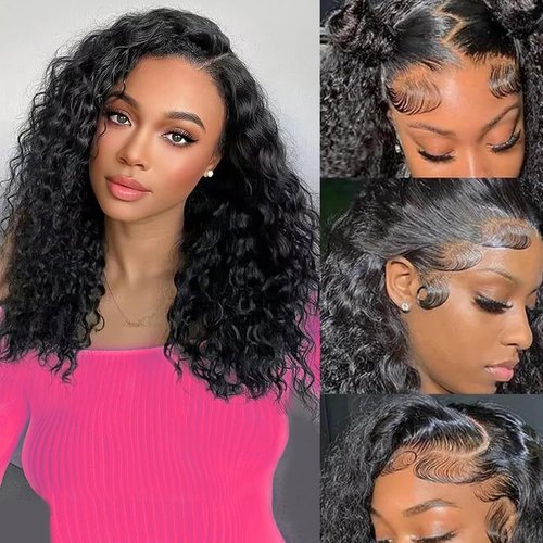 16 Inch 13x4 Deep Wave Lace Front Wig for Women Human Hair Pre Plucked Pre Cut Lace Front Wig Human Hair