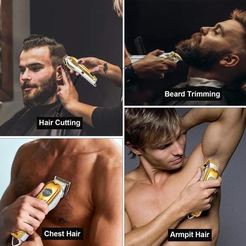 CIICII Hair Clippers for Men Professional, Cordless Barber Clippers for Hair Cutting (12Pcs Rechargeable USB Adjustable LCD Display Hair Beard Grooming Trimming Haircut Kit) for DIY Home Barber Salon