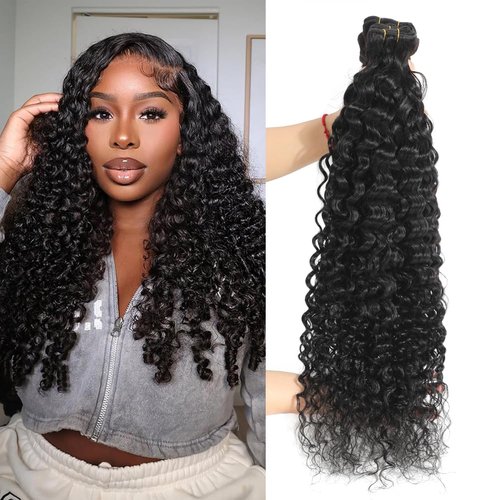 Water Wave Bundles Human Hair 100% Unprocessed Hair Bundles Deals Human Hair Double Weft Less Shedding Curly Bundles For Black Women As Extensions 20 Inch