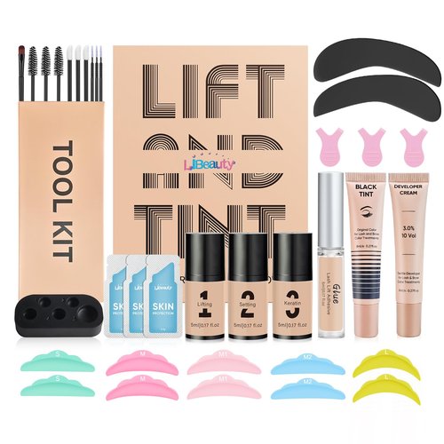 Libeauty Lash Lift Kit and Black Color Kit, Brow Lamination Kit Friendly for Beginner Easy Use Safe Effective Results Voluminous Thicker Eyelashes or Eyebrow, Natural Black