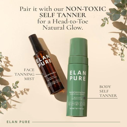 Elan Pure Face Tanning Mist, Organic Ingredients, Sunless Self Tanner, Bronzing, Hydrating, Streak-Free, Long Lasting Glow