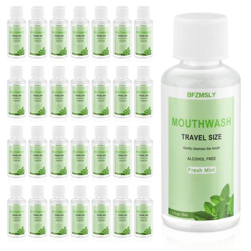 50 Pc Travel Size Mouthwash, 1.2oz/35ml Mini Mouthwash, Alcohol-Free, Portable Oral Rinse for Travel, Hotels, On-The-Go (Mint)