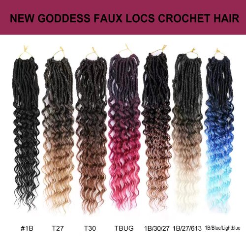 New Faux Locs Crochet Hair 24 Inch 8 Packs Soft Locs Long Deep Waves Goddess Ombre Prelooped Synthetic Dreadlock Extensions (24inch, 1B27)