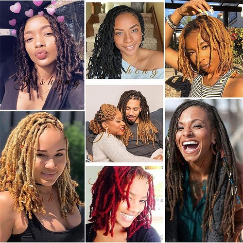 12 inch 10 Strands Curly Loc Extensions Human Hair, 0.6cm Width 100% Human Hair Dreadlock Extensions for Men/Women, Can be Dyed Soft Dreads Extensions