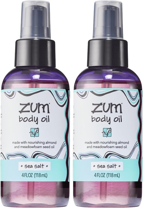 Indigo Wild Zum Sea Salt Body Oil - Nourishing Body Massage Oil for Massage Therapy & Hydration - Nourishing, Vegetarian Massaging Oil with Sweet Almond Oil - 4 fl oz (Pack of 2)