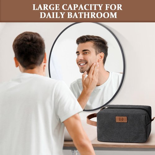 Janhavi Personalized Waterproof Toiletry Bag for Men,Gifts for Boyfriend,Toiletry Bag For Shower Caddy,Engraved Initials & Wheat Ear, Mens Toiletry Travel Bag, Travel Essentials for Men (Dark Grey J)