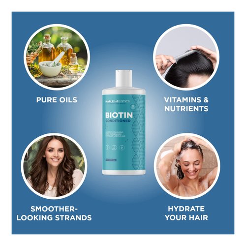 Biotin Conditioner and Hair Vitamin Set - Sulfate Free Volumizing Conditioner for Thinning Hair Plus 10000 mcg Biotin Vitamins for Hair Growth - Biotin Pills for Hair Loss Plus Hair Conditioner