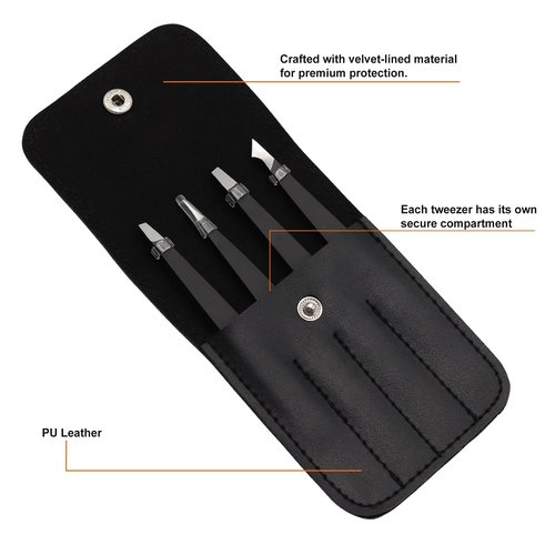 Glory 4 Pcs Precision Eyebrow Tweezers Set Professional Stainless Steel Brow Tweezers for Eyebrows, Ingrown Hair & Facial Use with American-Inspired Design