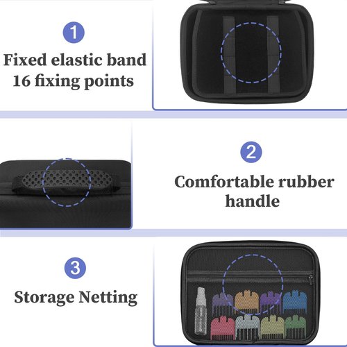 Klawdsky Hard Clipper Case for Barbers, Hair Clippers Travel Case for Hatteker/Oneisal/Wahl 5star/Andis Razor Guard Grooming Kits, Hair Cutting Barber Supplies Holder, Trimmer Organizer Storage Bag