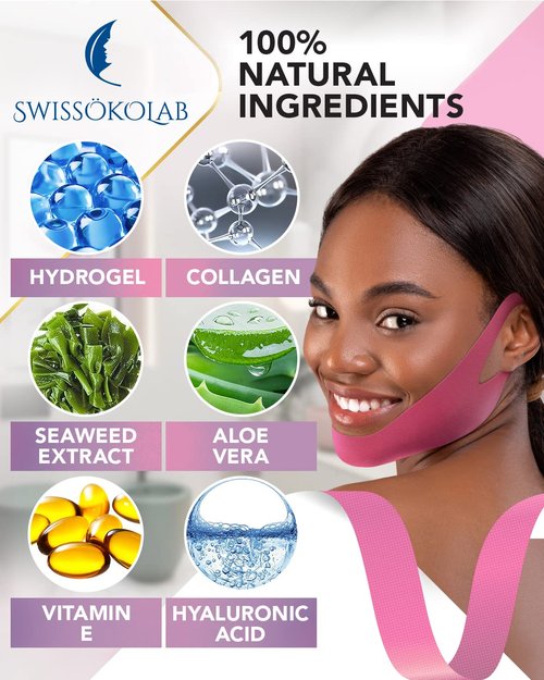 SWISSÖKOLAB Double Chin Reducer V Line Lifting Mask + Reusable Face Slimming Strap Lifting Bandage Chin Up Patch Chin V Up Contour Tightening