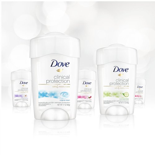 Dove Deodorant, Clinical Protection for Women, 3-Stick Variety Pack - Antiperspirant Deodorant with 48-Hours of Protection, Moisturizing for Sensitive Skin, Scented, 1.7 Oz (3 Piece Set)
