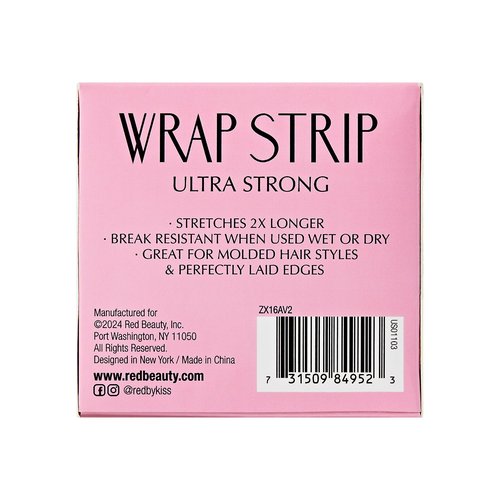 Red by Kiss Hair Wrapping Strip, Ultra Strong 2X Longer Stretch, 40 Strips, Suitable for Wet/Dry Hair, White, Styling Paper for Sleek Hairstyles (3.5", Black, 1 PACK)