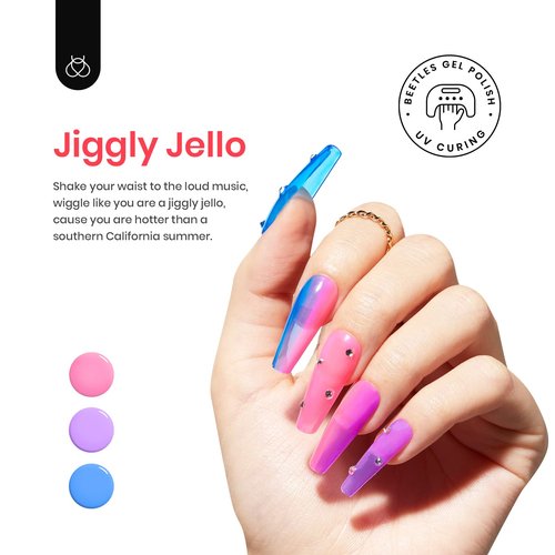 beetles Gel Polish Nail Set 6 Colors Milky White Sheer Pink Nude Jelly Transparent and 6 Colors Jelly Neon Purple Yellow Gel Polish Gel