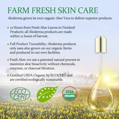 Aloderma 71% Organic Aloe Vera Hydrating Face Moisturizer for Soft and Nourished Skin - Light and Oil-Free Aloe Vera Moisturizer with Hyaluronic Acid for Soothing Hydration - Face Lotion, 3.5oz