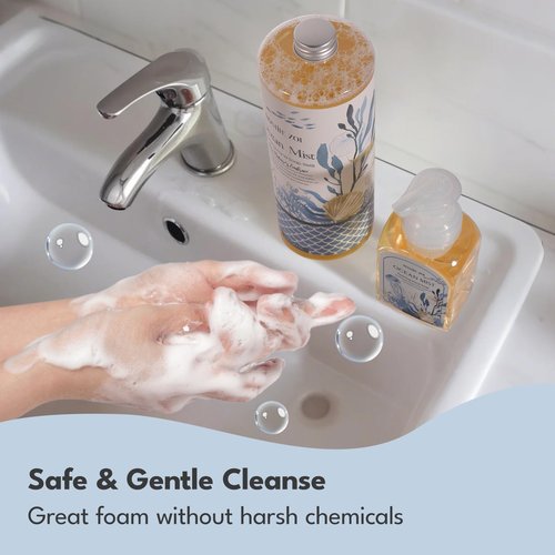 ROMIIE ZOI Hand Soap Refills, Foaming Hand Soap Natural Plant Moisturizing Handsoap Fragrance Ocean Mist - Soft Hand Wash for Kitchen & Bathroom - with Foam Soap Dispenser 1L/33.8oz Pack 0f 3