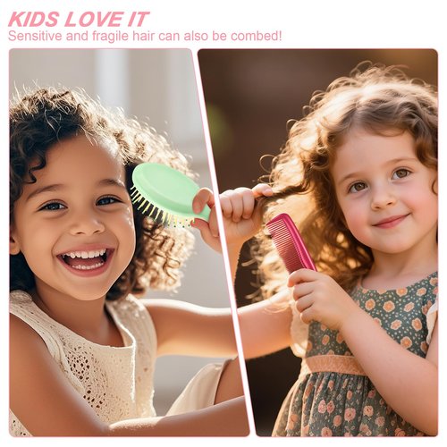 HOFASON 70 Pieces Bulk Mini Wet Hair Brush & Mini Comb Set for Kids Girls Women, Bridesmaid Gifts, Spa Party Supplies, Summer Stuff, 35 Travel Small Brush for Hair 35 Fine Wide Hair Combs for Boy Men