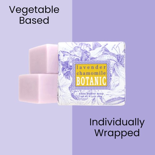 Greenwich Bay Mini Botanical Soap Bars – 12 Pack 1.9 oz Each – Individually Wrapped Guest Soaps for Airbnb, Spa, Travel, Bath – Travel Size Bar Soap Set, Lavender Chamomile