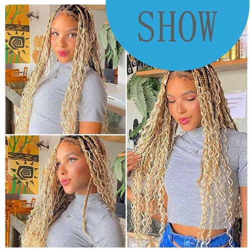 22 22 22 Inch #613 Honey Blonde Human Braiding Hair for Boho Braids 150g Deep Wave Bulk Human Hair Knotless Boho Braiding Deep Curly Virgin No Weft Extensions Bohemian Braids 3 Bundles/Pack Caramel