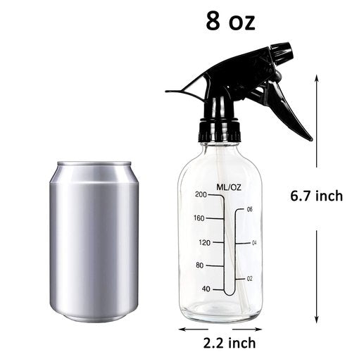 Youngever 5 Pack 8 Ounce Empty Glass Spray Bottles with Measurements, Spray Bottles for Hair and Cleaning Solutions (Clear)