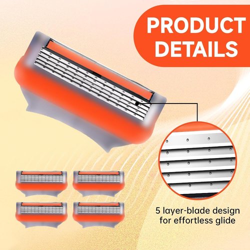24 Pack Razor Blade Refills Compatible with Fusion 5 Razor – 5-Layer Precision Anti-Friction Blades for Manual Wet Shaving – Pivoting Head Design for Smooth, Close & Comfortable Shave (24)
