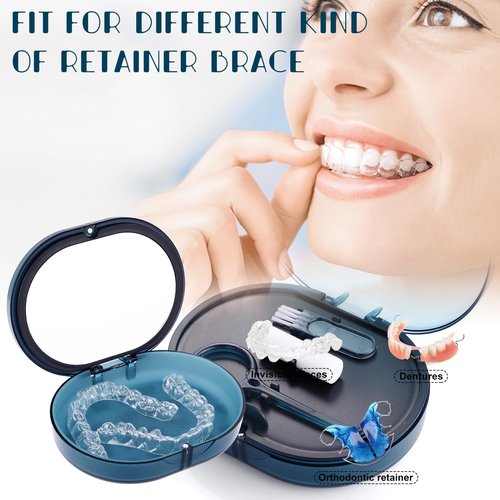 LONGMON Ultrasonic Retainer Cleaner and Retainer Storage Case Bundled Set Contains Ultrasonic Retainer Cleaner Machine and Double Layer Retainer Case