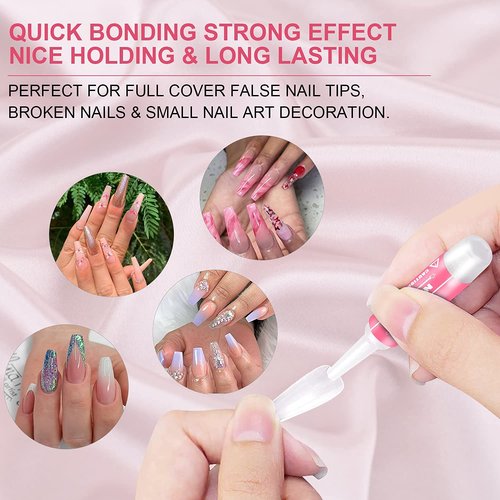 Nail Glue with Cordless Rechargeable Mini UV LED Nail Lamp,Super Strong Nail Glue for Acrylic Nails Long Lasting,24W Small UV Light for Nails Professional Flash Cure Nail Lamp for Nail