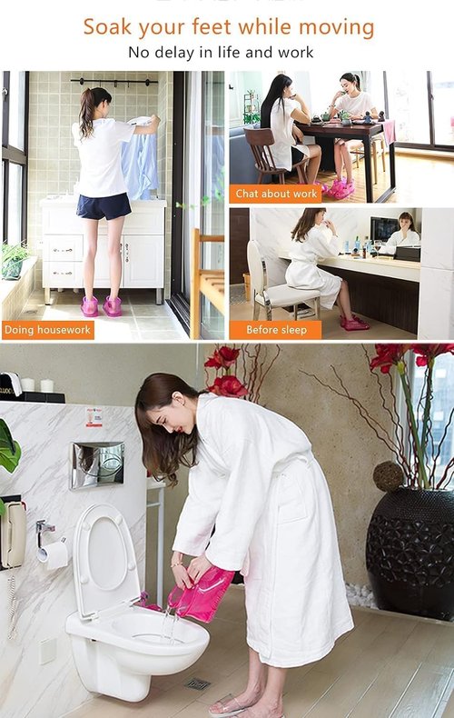 Luxmars Massage Foot Bath Shoes, Foot Soaking Bath Basin, Portable Hook-Type Foot Soaking Tub, Movable Pedicure Foot Tub for Thermal Massage to Promote Blood Circulation