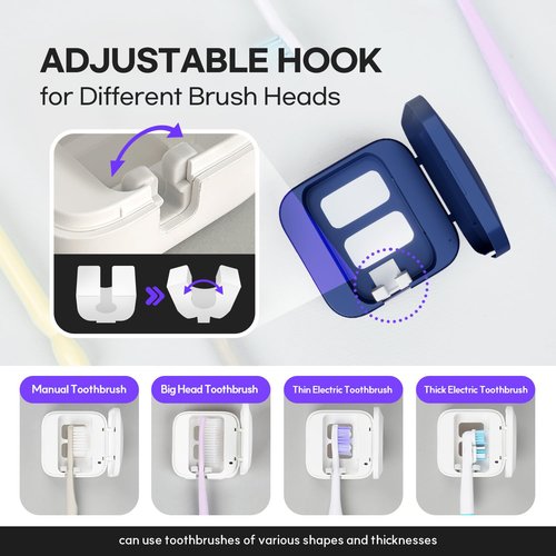 HubiCare Toothbrush Case, Toothbrush Covers with Holder, Rechargeable Travel Home Toothbrush And Holder, Cleaner Case for All Electric And Manual Toothbrushes (Black)