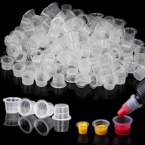 Yuelong 1000pcs Tattoo Ink Caps Large Disposable Pigment Caps Cups Plastic Microblading Permanent Makeup Ink Cups Holder Container Caps Tattoo Ink Supplies (Large-1000pcs, White)