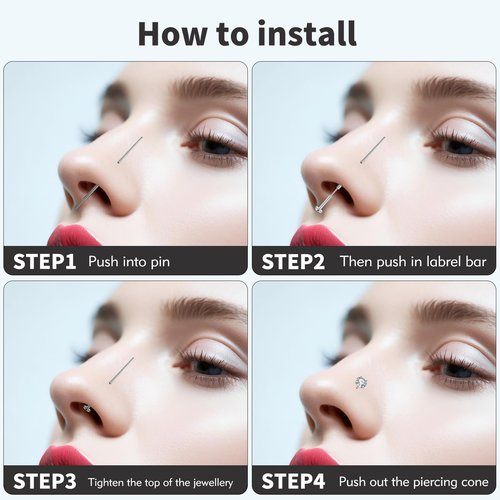 Piercing Taper - Lyuxzad Mixed 4Pcs Piercing Changing Tool 14G 16G 18G 20G Threadless Piercing Taper Insertion Tool Piercing Threader Tool Insertion Pin Screw On Piercing Tools for Changing Jewelry Belly Lip Eyebrow Tongue Ear Nose Piercing Kit