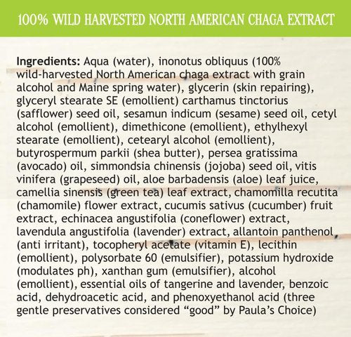 Maine Chaga Face & Body Cream | 4 oz Value Size | Made with Wild Harvested USA & Canadian Grown Chaga | Natural Ingredients | Lightweight Lotion for the Face Yet Moisturizing for the Whole Body