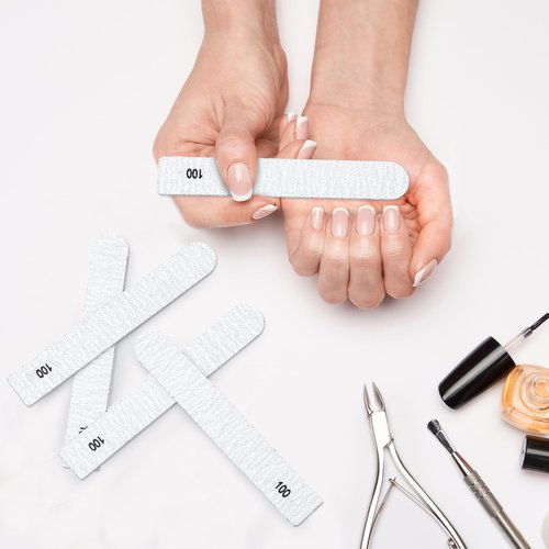 Lanties 200 Pcs Nail Files Replacement Professional Collection O-Files Replaceable Zebra 180 Grit and 100 Grit Emery Boards Manicure Toenails Finger Nail Filer Refills, 3.9'' L x 0.6'' W