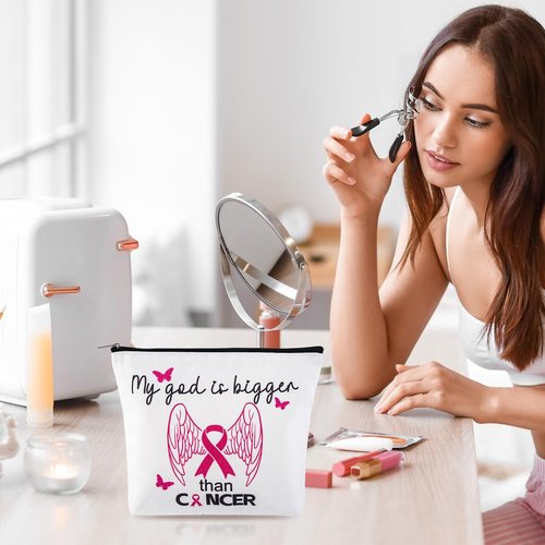 JEFBFBWE Breast Cancer Survivor Gifts For Women Cancer Care Comfort Gifts With Makeup Bag Breast Cancer Awareness Accessories (Breast Cancer 2)