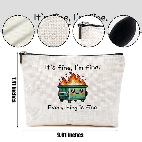 DHKG White Elephant Gifts Dumpster Fire Gifts Makeup Bag, Funny Dumpster Bag,Dumpster Fire Cosmetic Bags for Women, Inspirational Positive Encouragement Gifts for Women Zipper Pouch