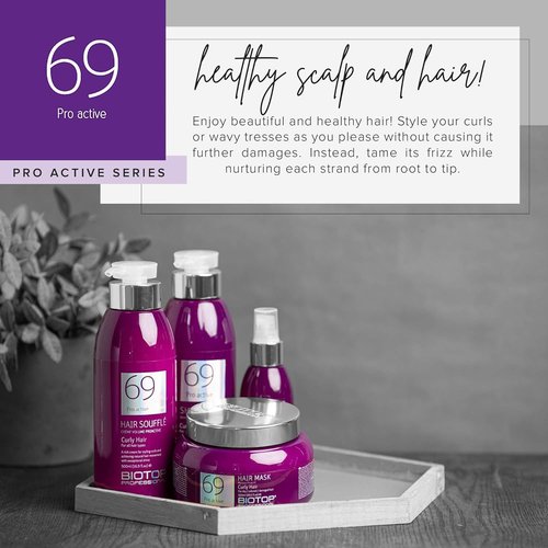 Biotop Professional 69 Pro-Active Hair Shampoo - Frizz Control, Curl Defining & Color Safe Shampoo Made with Coconut Oil, Avocado Oil & Almond Oil - Paraben, SLS & Cruelty-Free Hair Care (16.9oz)