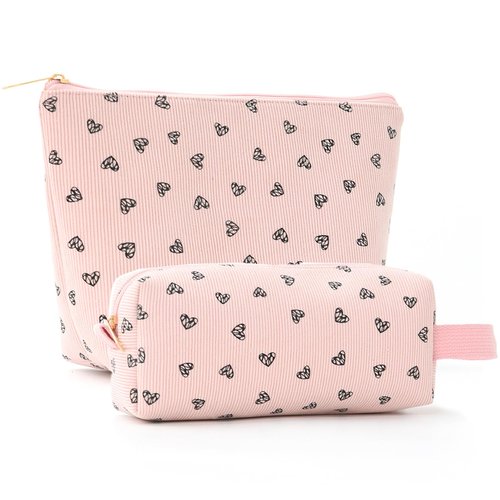 Apxouans Makeup Bag for Women Fashion Heart Shape Cosmetic Bag for Travel Toiletry Bag for Teen Girls Preppy Teacher Gifts Trendy Stuff Pink