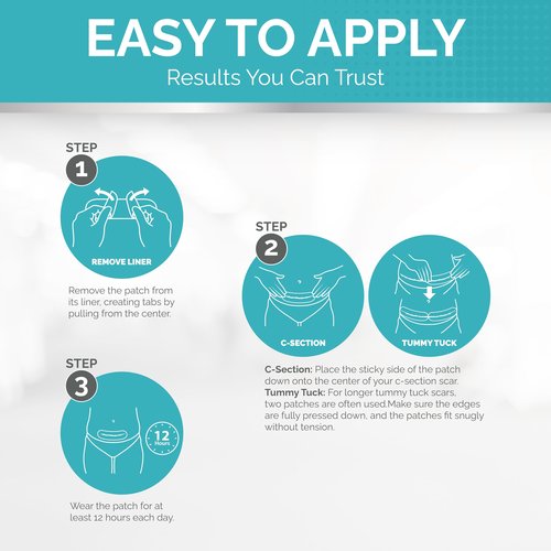 Fade Away Scars Silicone Scar Sheets for C-Section & Tummy Tuck – Reusable Medical Grade Silicone Scar Tape for Surgical Scars – Soft Scar Strips with Storage Pouch – Fade Away Silicone Scar Sheets
