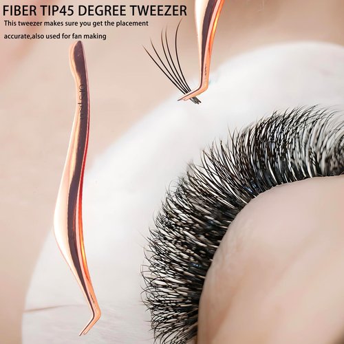 Stainless Steel Eyelash Applicator Tool – Curved Lash Tweezers for Easy Eyelash Extension Application and Removal