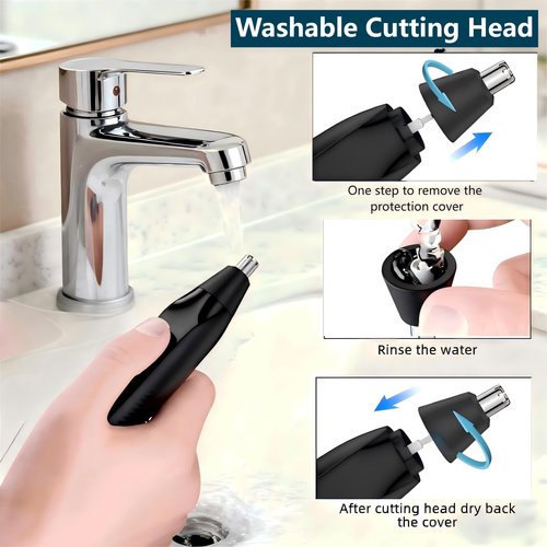 VBXBKC Ear and Nose Hair Trimmer for Men, 2025 Professional Painless USB Rechargeable Eyebrow & Facial Electric Hair Trimmer for Men Women, Powerful Motor, Dual Edge Blades (Black-UC02)