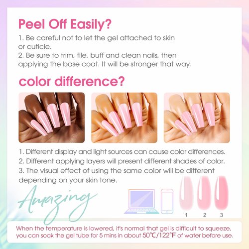 ROSALIND Poly Nail Gel Kit, 14 Colors Clear Nude Glitter Poly Nail Gels Kit with U V Light Poly Nails Gel Starter Kits For All Seasons Beginner DIY at Home