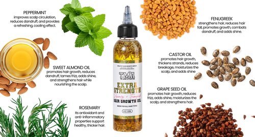 The Mane Attraction Extra Strength Rosemary + Fenugreek Herbal Hair Growth Oil | Infused With Castor Oil for ALL Hair Types