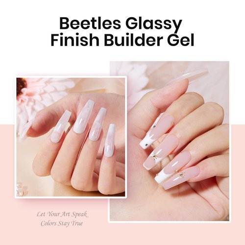 Beetles Hard Gel for Nails Kit Classic Neutral 3 Colors 9 in 1 Nail Extension Sculpting High Hardness for Salon Professionals Nude & Clear Builder Nail Gel UV & LED Cured
